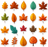 tree leaves set, illustration, transparent background ai generative png