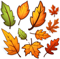 tree leaves set, illustration, transparent background ai generative png