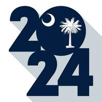 2024 long shadow banner with South Carolina state flag inside. Vector illustration.