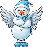 cartoon snowman with wings and hat ai generative png