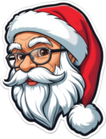 santa claus cartoon head, santa claus hat, santa claus face , ai generative png