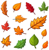 tree leaves set, illustration, transparent background ai generative png