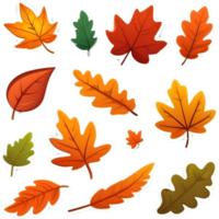 tree leaves set, illustration, transparent background ai generative png