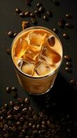 calabaza especia latté, con hielo café antecedentes foto, generativo ai foto