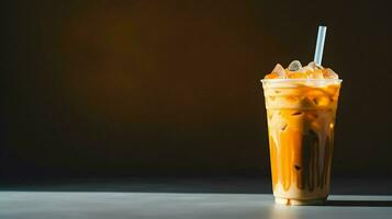 calabaza especia latté, con hielo café antecedentes foto, generativo ai foto