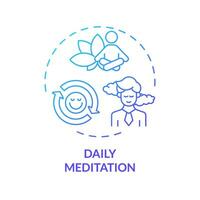 2D gradient icon daily meditation concept, isolated vector, mindful entrepreneurship thin line illustration. vector