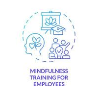 2D gradient icon mindfulness training for employees concept, isolated vector, mindful entrepreneurship thin line illustration. vector