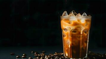 Pumpkin spice latte, iced coffee background photo, Generative AI photo