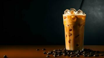 Pumpkin spice latte, iced coffee background photo, Generative AI photo