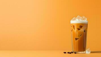 calabaza especia latté, con hielo café antecedentes foto, generativo ai foto