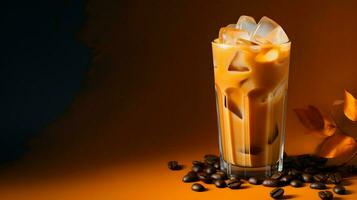 calabaza especia latté, con hielo café antecedentes foto, generativo ai foto