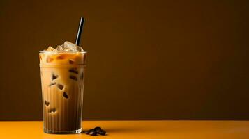 Pumpkin spice latte, iced coffee background photo, Generative AI photo