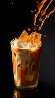 Pumpkin spice latte, iced coffee background photo, Generative AI photo