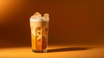 Pumpkin spice latte, iced coffee background photo, Generative AI photo