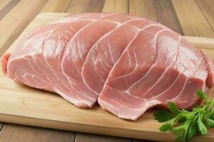 Fresh raw pork meat. AI Generative Pro Photo