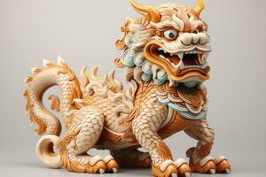 Ceramic dragon statuette symbolising prosperity in Lunar New Year isolated on a white background photo