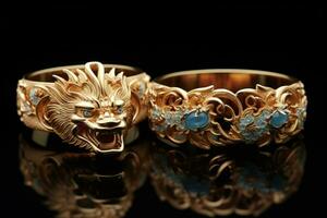 Elegant dragon inspired jewelry emphasizing the strength of the Year of Dragon photo