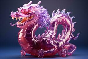 Dragon balloon art for New Year street performance isolated on a magenta gradient background photo