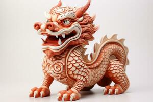 Ceramic dragon statuette symbolising prosperity in Lunar New Year isolated on a white background photo