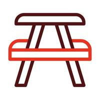 Picnic Table Vector Thick Line Two Color Icons For Personal And Commercial Use.