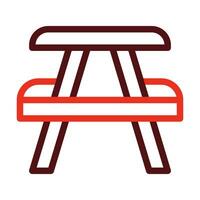 Picnic Table Vector Thick Line Two Color Icons For Personal And Commercial Use.