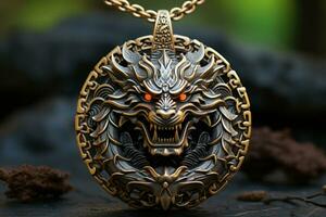 Detailed dragon pendant embodying resilience in the Year of the Dragon photo