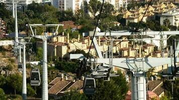 Cable Car Line Running with town at Background video