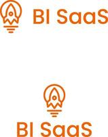 BI and analytics SaaS business logo with brand name. Rocket and lightbulb icon. Creative design element and visual identity. Suitable for business intelligence, software, cloud computing. vector