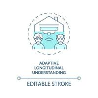 2D editable thin line icon adaptive longitudinal understanding concept, isolated vector, blue illustration representing arena. vector