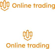 2D online trading brand name with unique business logo. Lexend font. Trading and shield icon. Creative design element and visual identity. Suitable for trading, stock market, investment, economy. vector