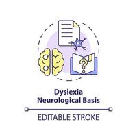 2D editable multicolor icon dyslexia neurological basis concept, simple isolated vector, dyslexia thin line illustration. vector