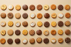 Diverse holiday cookies arranged for gifting isolated on a gradient background photo