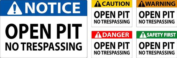 Danger Sign Open Pit - No Trespassing vector