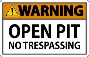 Warning Sign Open Pit - No Trespassing vector