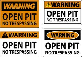 Warning Sign Open Pit - No Trespassing vector