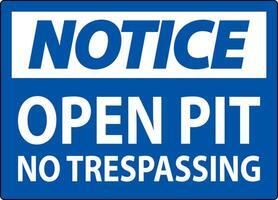 Notice Sign Open Pit - No Trespassing vector