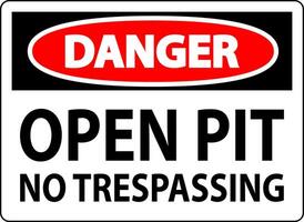 Danger Sign Open Pit - No Trespassing vector