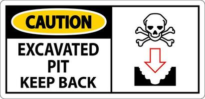 Caution Excavated Pit Sign Excavated Pit Keep Back vector