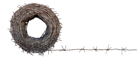A roll of old barbed wire stretched png