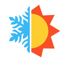 varm och kall ikon. Sol och snöflinga säsong begrepp symbol. png