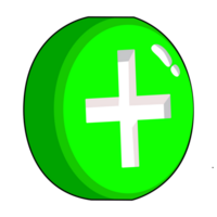 3d, volta verde mais placa ícones. mais placa botões. png