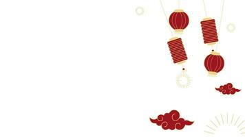 Animation of Happy chinese new year with lantern  on White Background. video