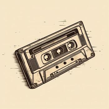 Old vintage audio cassette tape. Front, top view. Generative AI photo