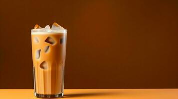 Pumpkin spice latte, iced coffee background photo, Generative AI photo