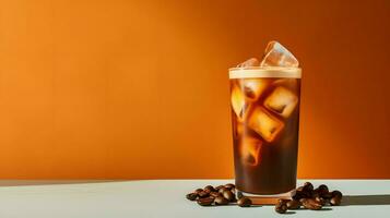 Pumpkin spice latte, iced coffee background photo, Generative AI photo