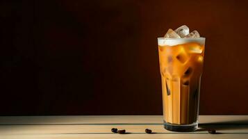 Pumpkin spice latte, iced coffee background photo, Generative AI photo