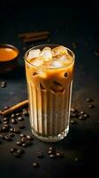 calabaza especia latté, con hielo café antecedentes foto, generativo ai foto