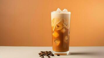 Pumpkin spice latte, iced coffee background photo, Generative AI photo