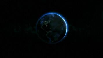 4k Planet Earth rotating in the night in center video