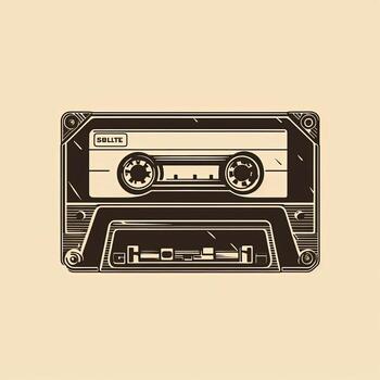 Old vintage audio cassette tape. Front, top view. Generative AI photo